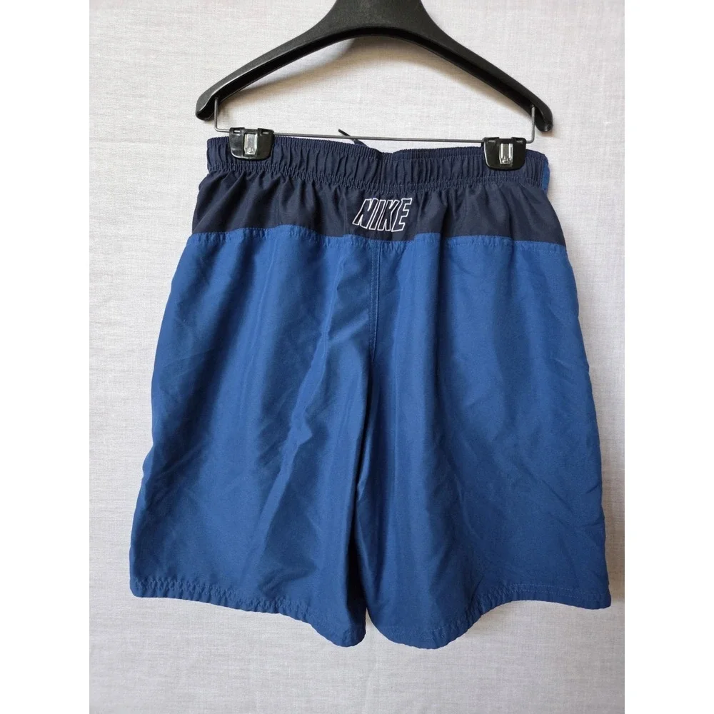 Vintage Nike Shorts Basketball Swim Lined Mens Medium Blue Black Nike Swoosh - Picture 2 of 9